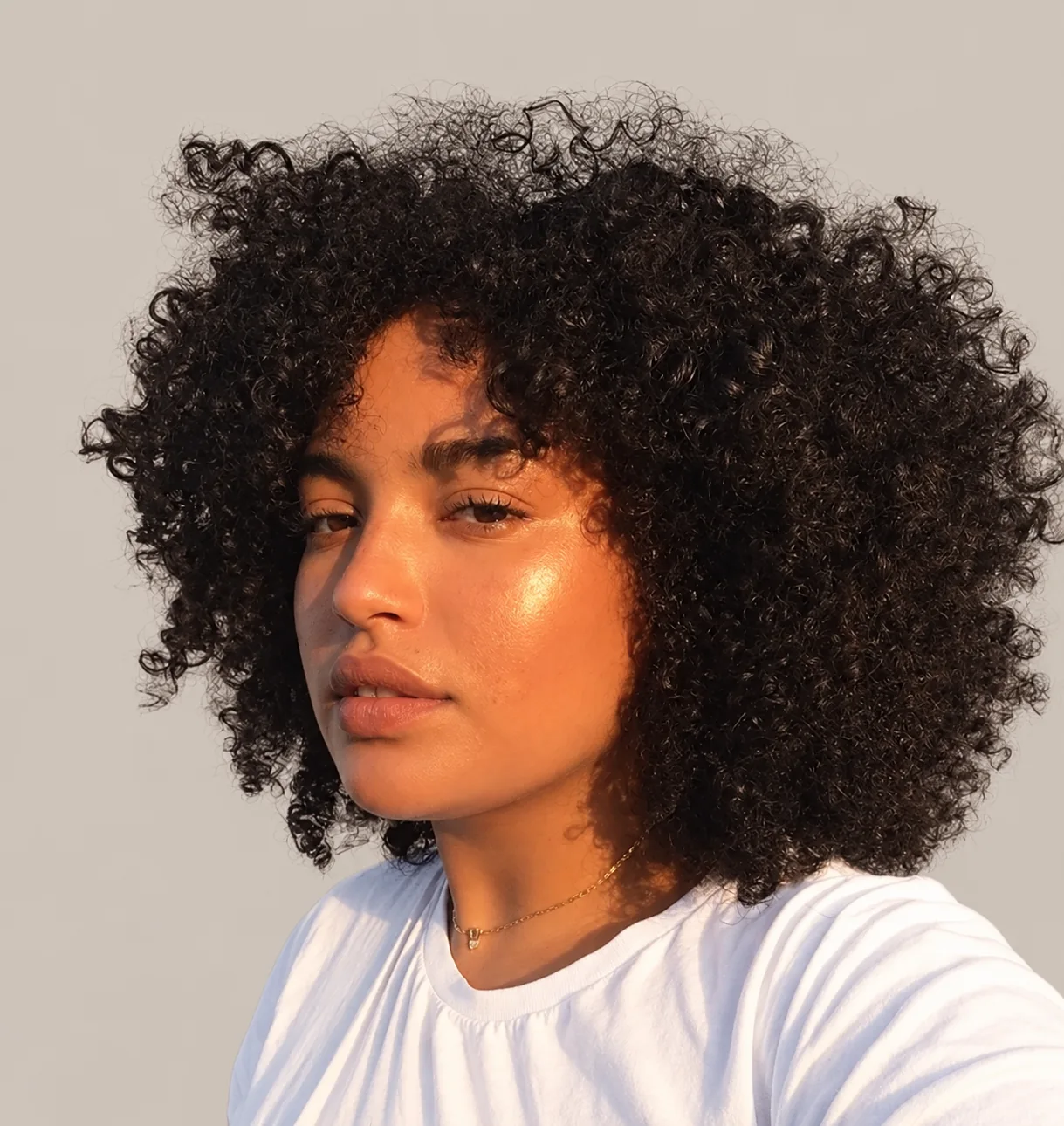Cabello rizado oscuro con forma redondeada